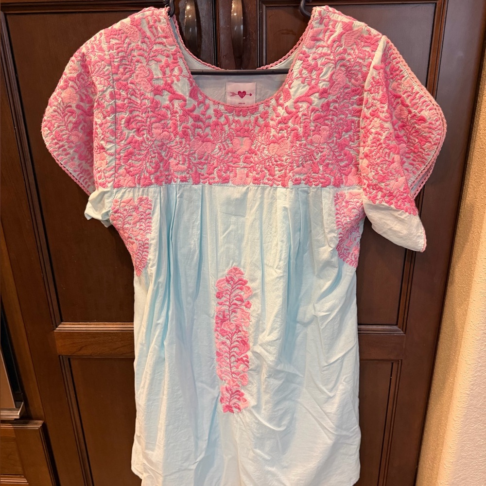 Buddy Love Embroidered dress pink and blue size M